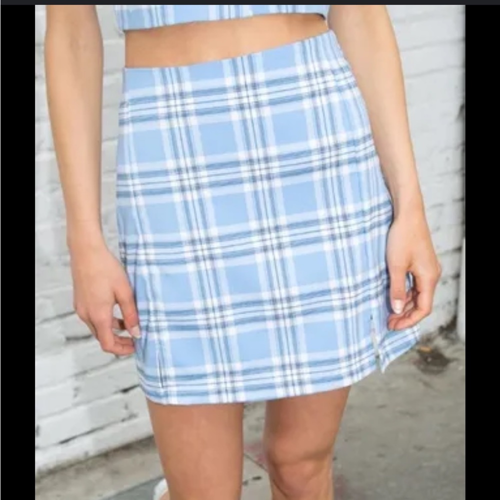Brandy Melville Cara Skirt Blue Plaid